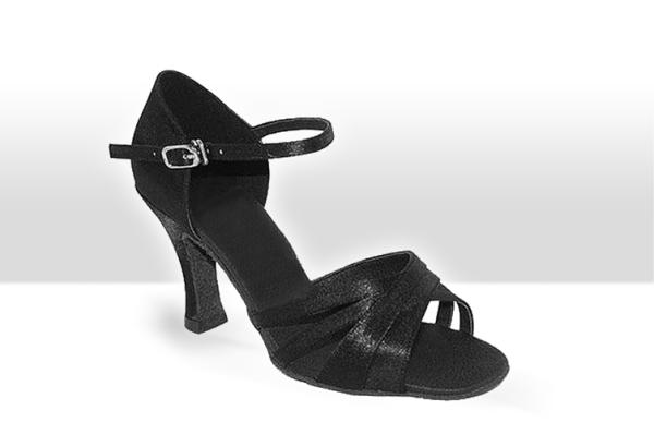 160207 Damen Tanzschuhe schwarz Leder, 62 mm Absatz